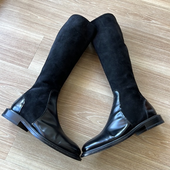 Jill Sander made in Italy leather & suede trim 8M(38) black riding boots - Picture 13 of 16